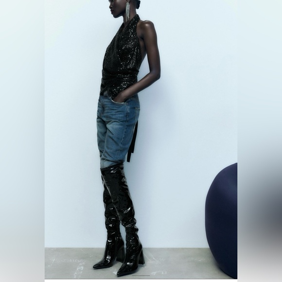 ZARA HIGH HEEL OVER THE KNEE BOOTS - Picture 2 of 5